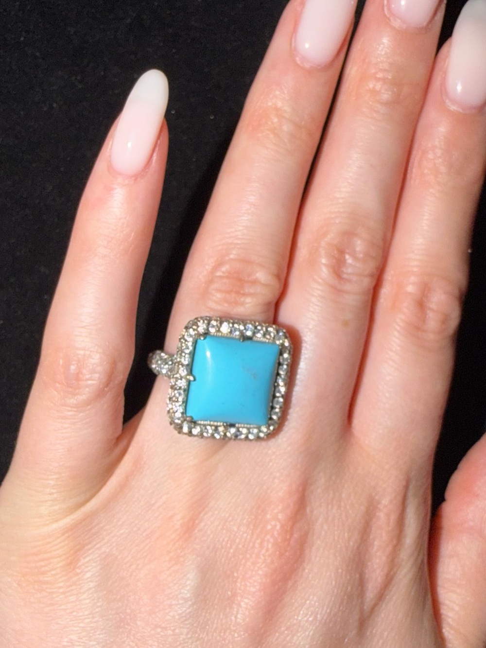Fashion Jewelry Turquoise Square Halo Ring